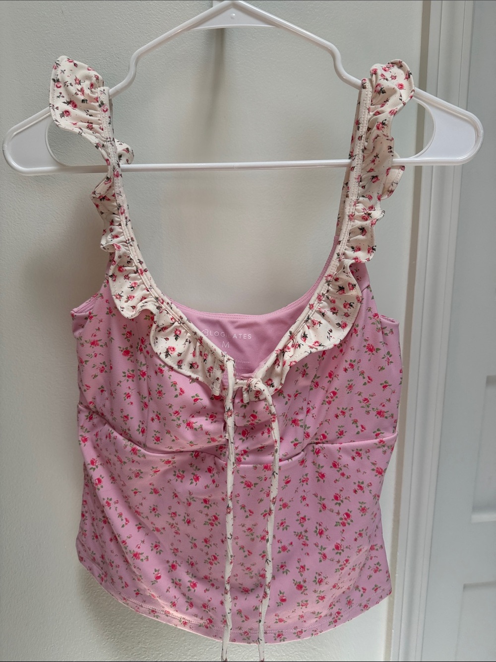 Blogilates Women's Ruffle Lace Up Tank Top